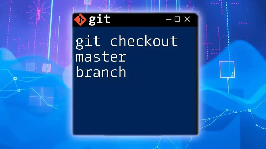 Mastering Git Checkout: Switch to Master Branch Fast