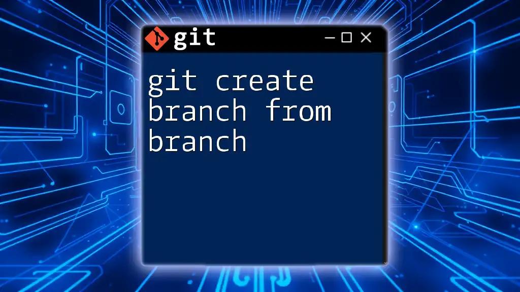 Git Create Branch From Branch: A Quick Start Guide