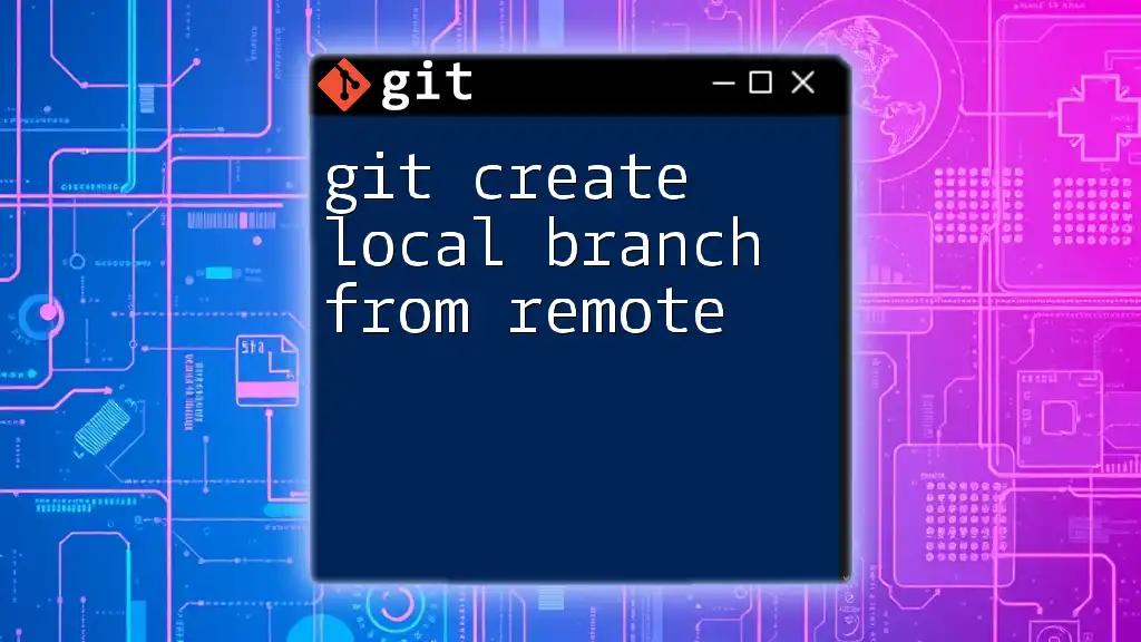 git Create Local Branch From Remote: A Quick Guide