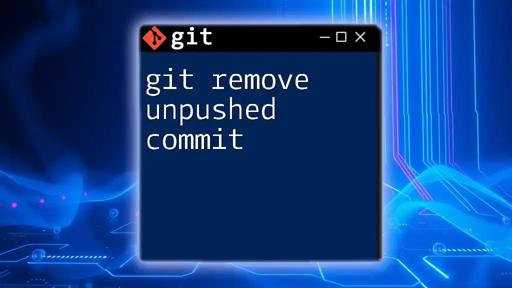 Git Remove Unpushed Commit: A Quick How-To Guide