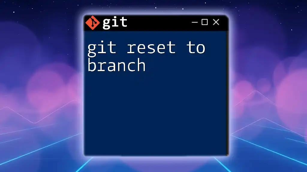 git Reset to Branch: A Quick Guide for Developers