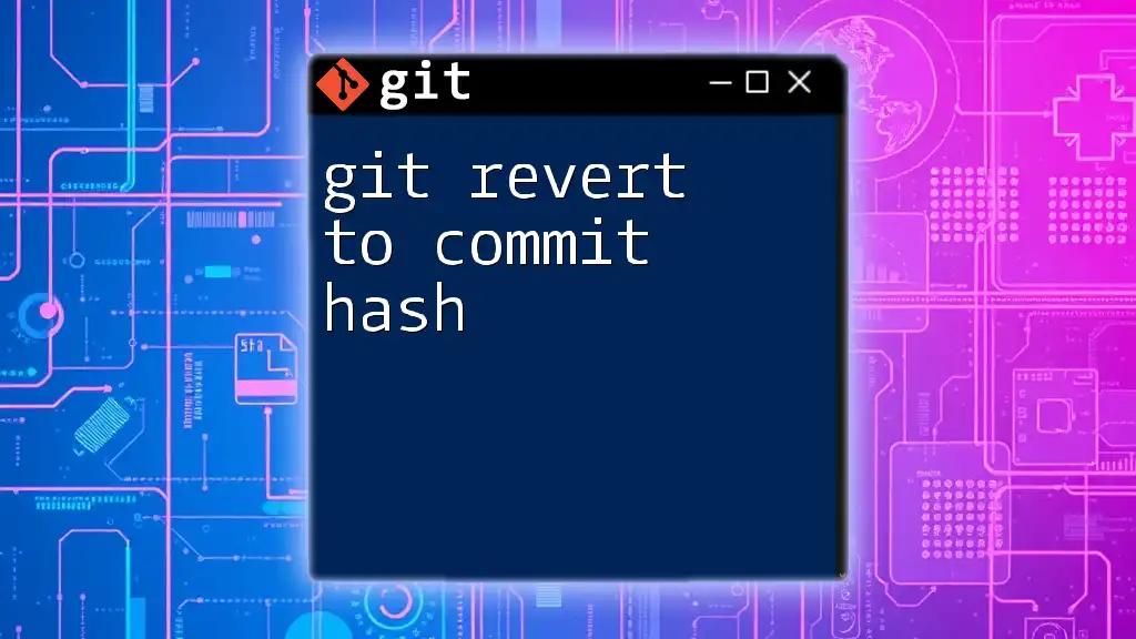 Mastering Git Revert to Commit Hash: A Quick Guide