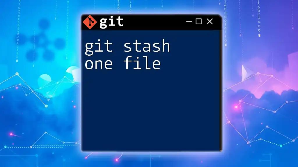 Git Stash One File: A Quick Guide to Temporary Storage