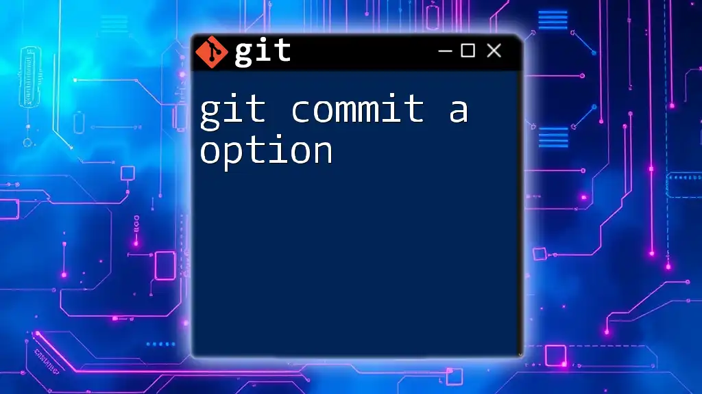 Mastering Git Commit A Option: A Quick Guide