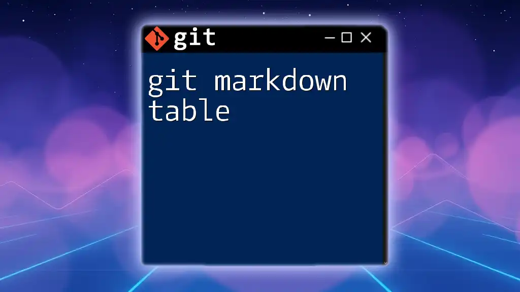 Git Markdown Table: A Quick Guide to Mastering Tables